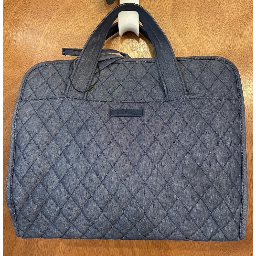 Vera Bradley Hanging Travel Organizer Cosmetics Quilted Bag Denim Blue Jean